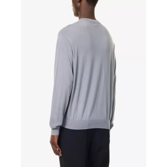 Emporio Armani Virgin Wool Long Sleeve Crewneck Sweater Gray Sz L - Picture 2 of 7